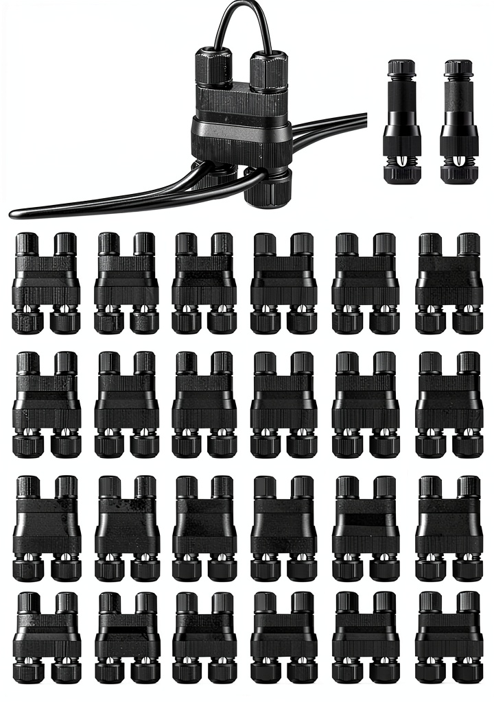 SUNVIE low voltage connectors showing construction and size comparison