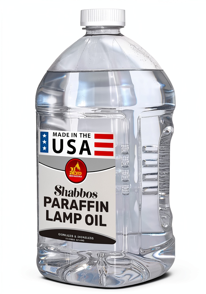 Ner Mitzvah lamp oil bottle with clear liquid and spout for easy pouring