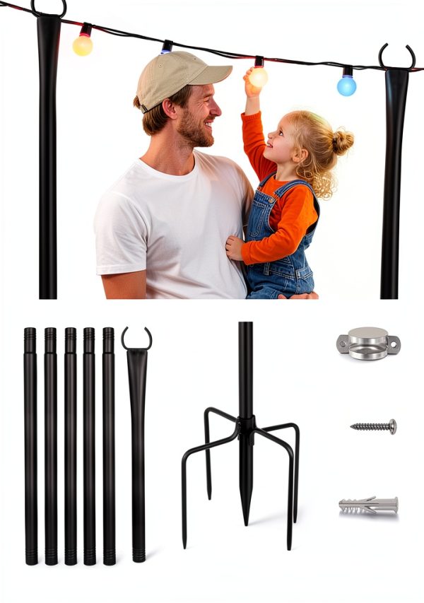 LRYXEG Outdoor String Light Poles Weather Resistant Metal-7