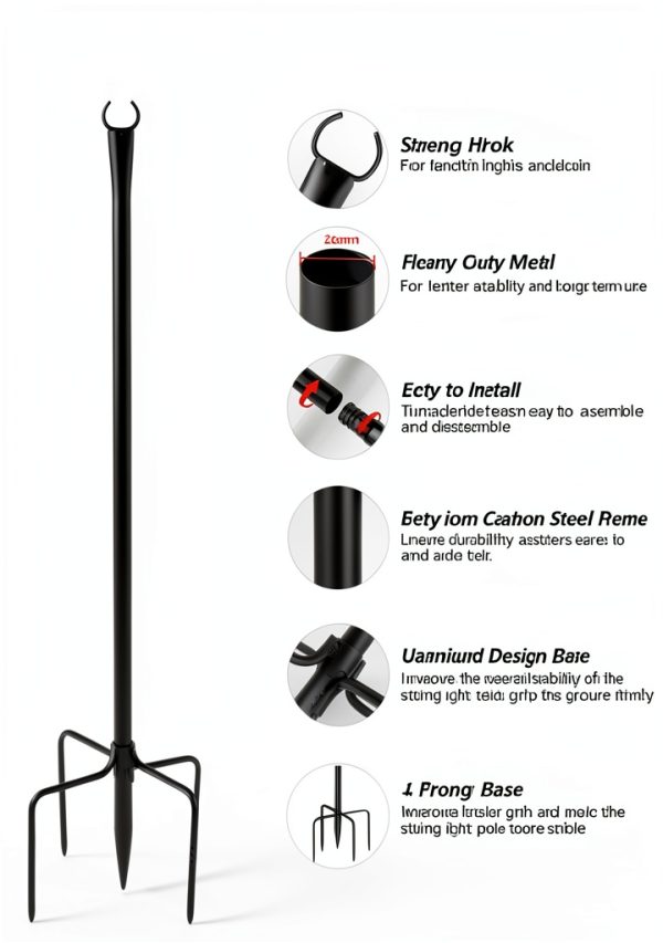 LRYXEG Outdoor String Light Poles Weather Resistant Metal-6