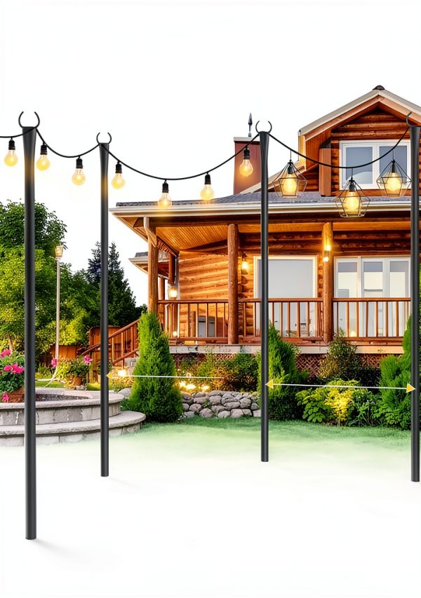 LRYXEG Outdoor String Light Poles Weather Resistant Metal-4
