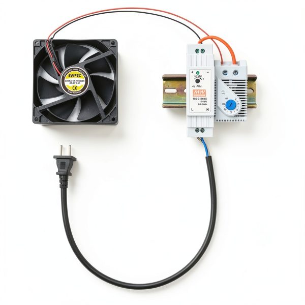 SWPEC Cooling Fan 80x80mm AC110V Metal Plastic Thermostat-0