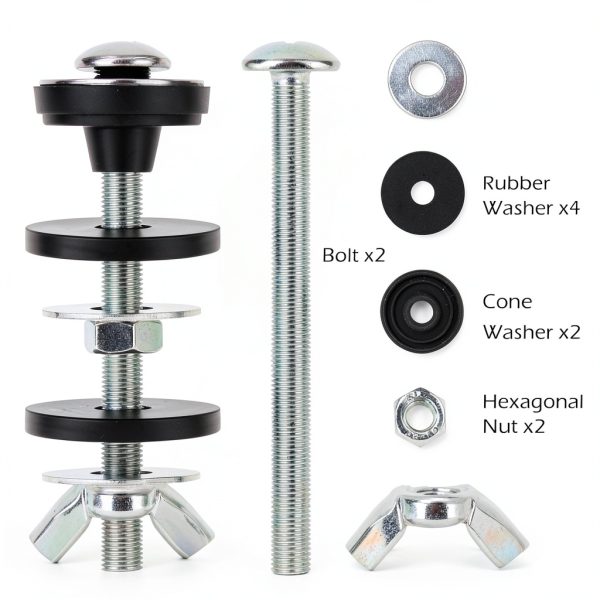 AUGHOA Toilet Bolt Kit 2.87in Stainless Steel with Rubber Washers-3