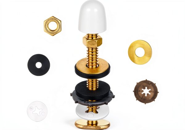 Gtziqa Toilet Bolt Kit 16pcs White/Gold Floor Flange Repair Set-1