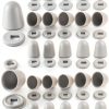 Blulu Toilet Bolt Cap Set 32pcs White Plastic Round Cover 1.45in-0