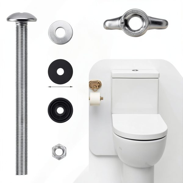 AUGHOA Toilet Bolt Kit 2.87in Stainless Steel with Rubber Washers-2