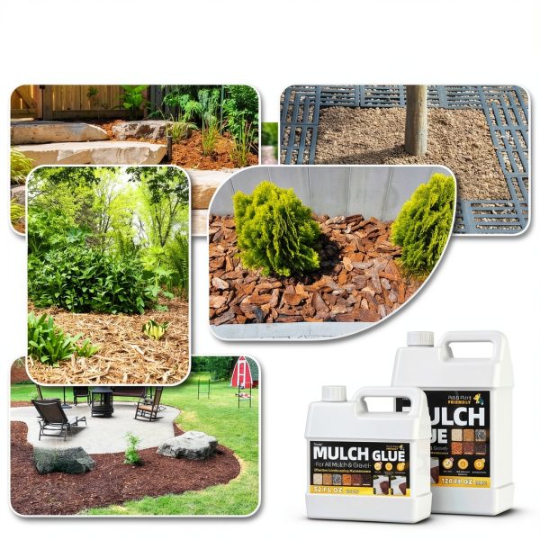 128oz Strong Mulch Glue, Rock Glue for Landscaping, Fast-Dry Gravel Binder,Landscape Lockdown Sticky Adhesive Spray Easily Holds Rubber, Stone, Pebble, Pea Gravel Mulch Anchor for Indoor, Outdoor-6