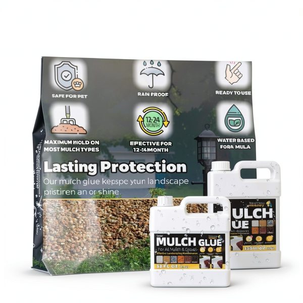 128oz Strong Mulch Glue, Rock Glue for Landscaping, Fast-Dry Gravel Binder,Landscape Lockdown Sticky Adhesive Spray Easily Holds Rubber, Stone, Pebble, Pea Gravel Mulch Anchor for Indoor, Outdoor-5