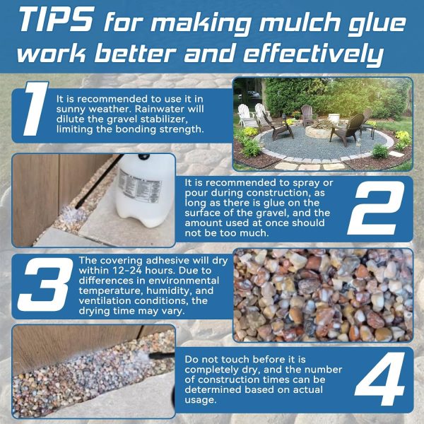 Rock Glue 64 OZ, Mulch Strong Glue for Landscaping, Pea Gravel Binder for Pine Straw, Bark, Pebble, Strong Stabilizer & Adhesive Spray (64 OZ)-5