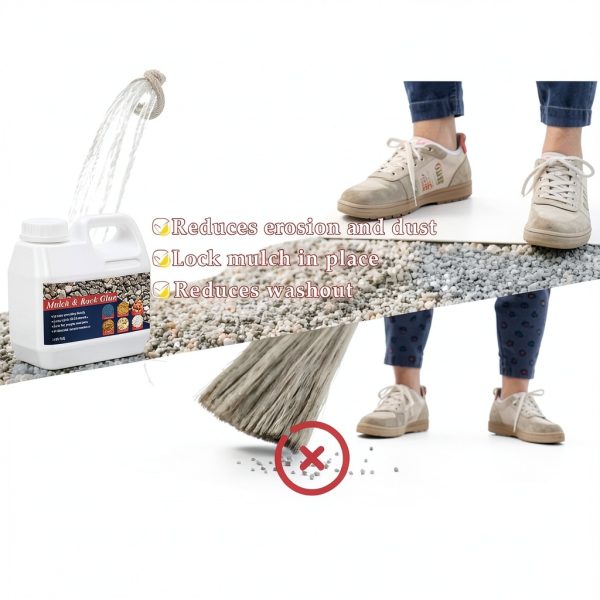 Mulch and Rock Glue for Landscaping, Fast Drying Gravel Binder, Reliable and Non-Toxic Lockdown Sticky Rock Glue for Pea Gravel and Rocks, Lasts up to 12-24 Months-2